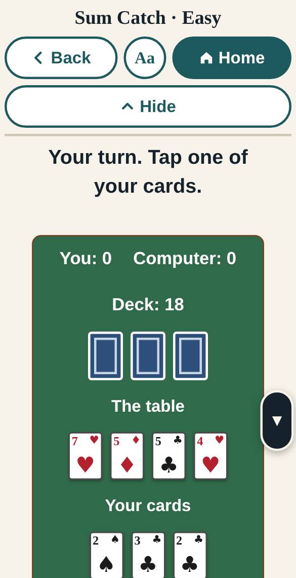 A screen from Sum Catch